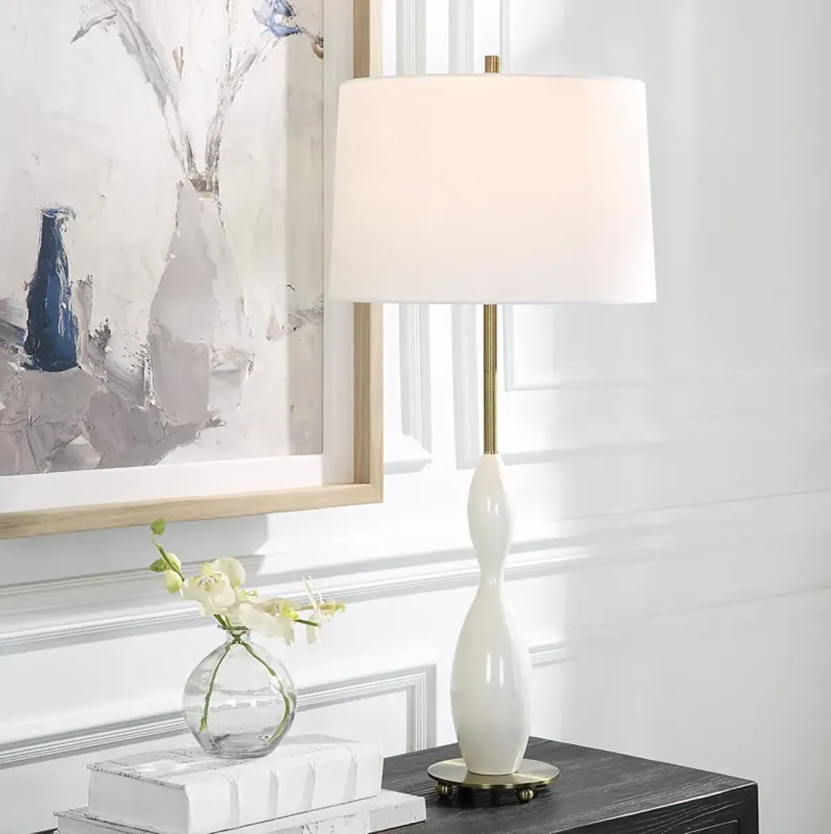 Annora Glossy White Table Lamp