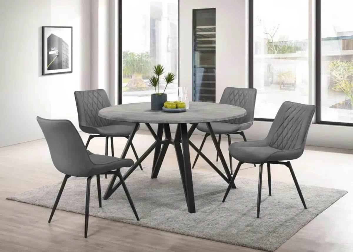 Neil 5-piece Round Dining Set Concrete and Grey