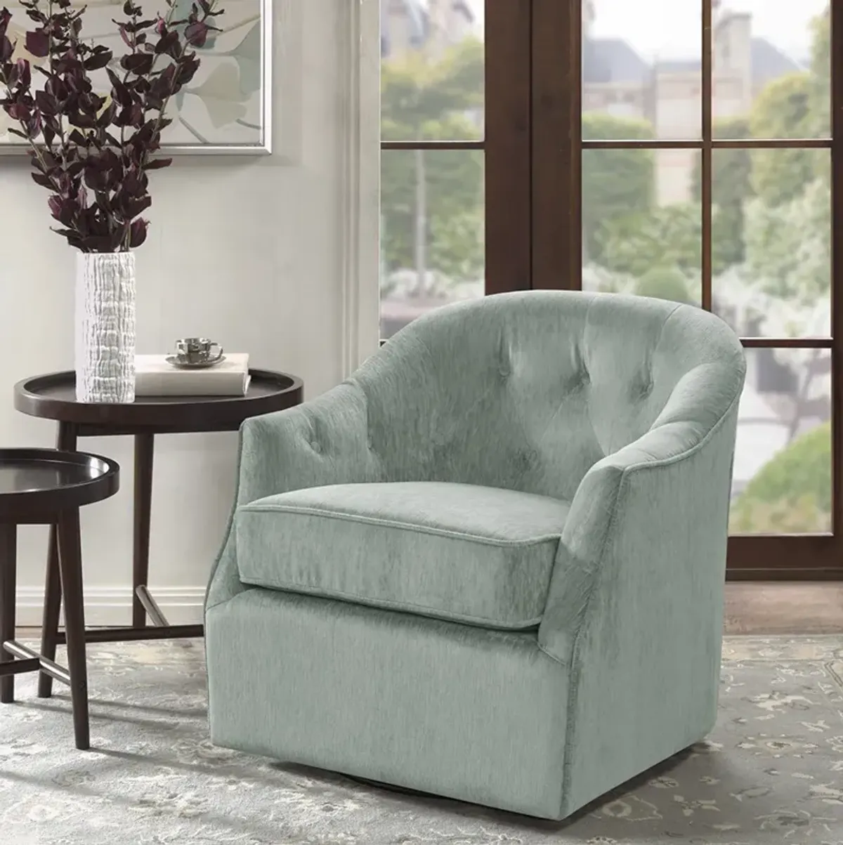 Madison Park Calvin Light Green Swivel Chair