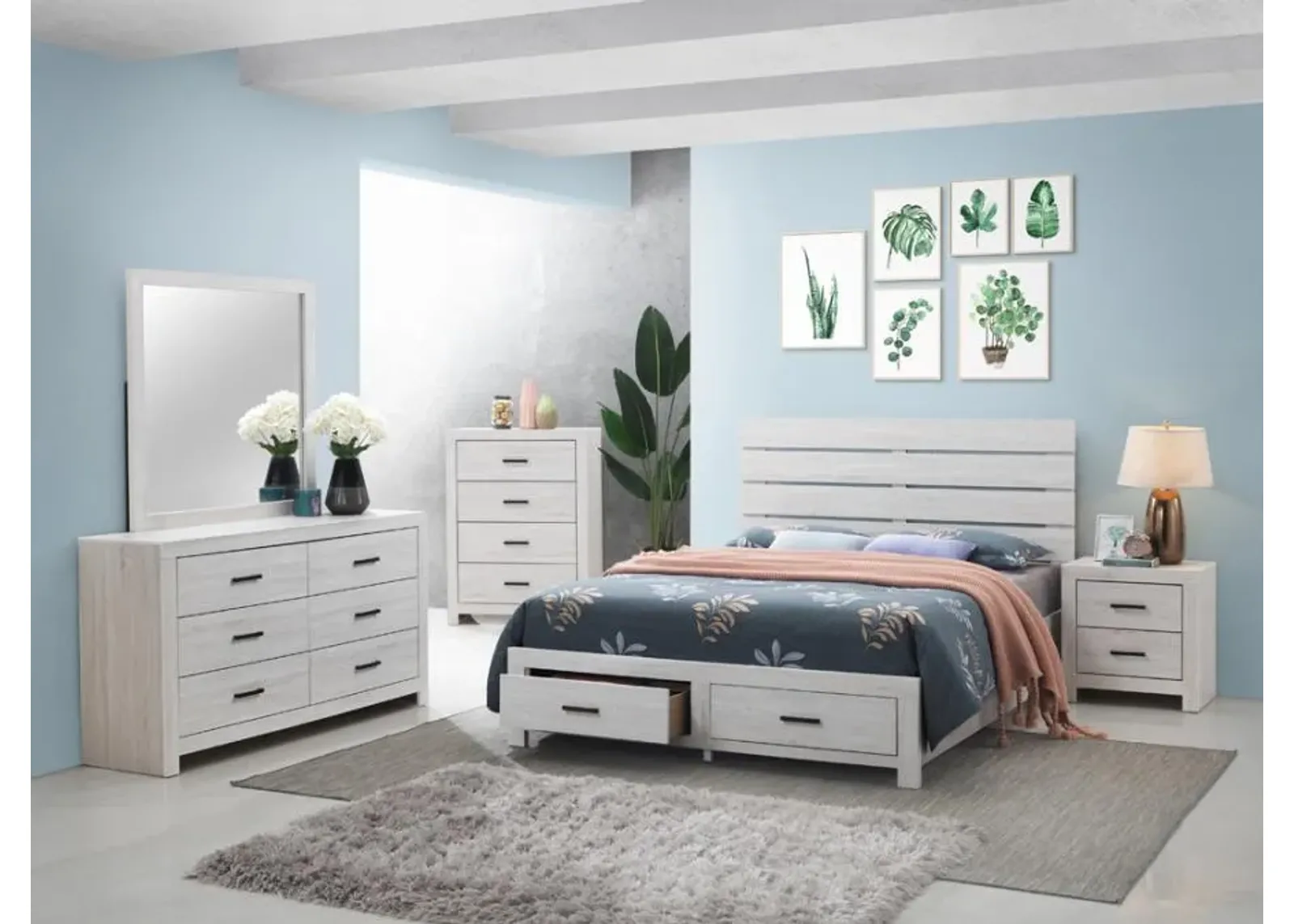 Brantford 5-piece Queen Storage Bedroom Set Coastal White