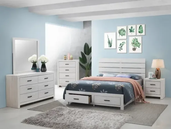 Brantford 5-piece Queen Storage Bedroom Set Coastal White