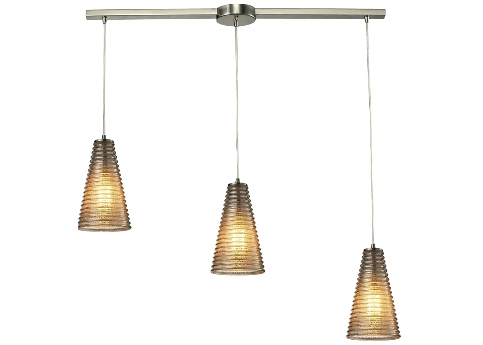 Ribbed Glass 5" Wide 3-Light Mini Pendant - Satin Nickel