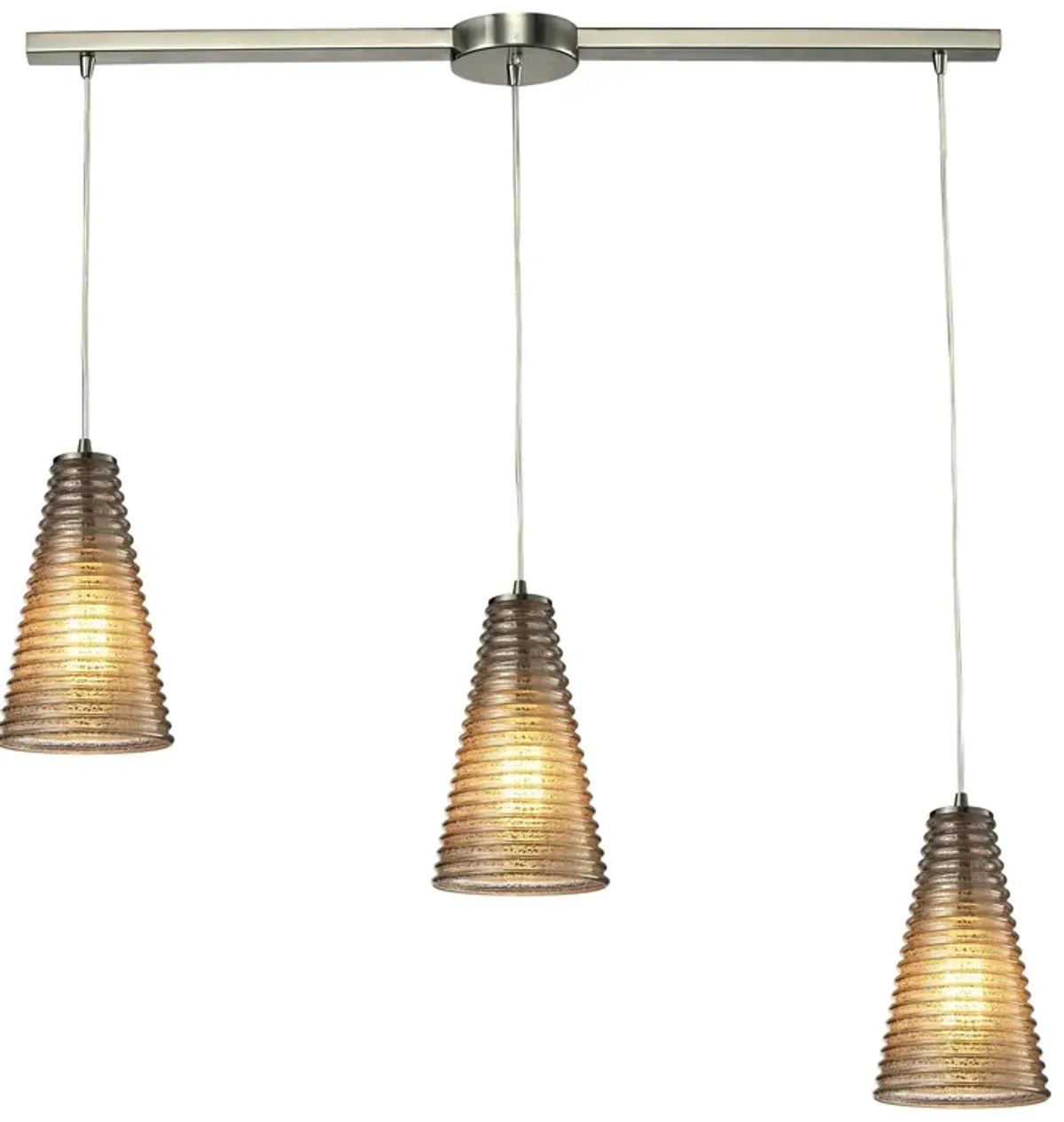 Ribbed Glass 5" Wide 3-Light Mini Pendant - Satin Nickel