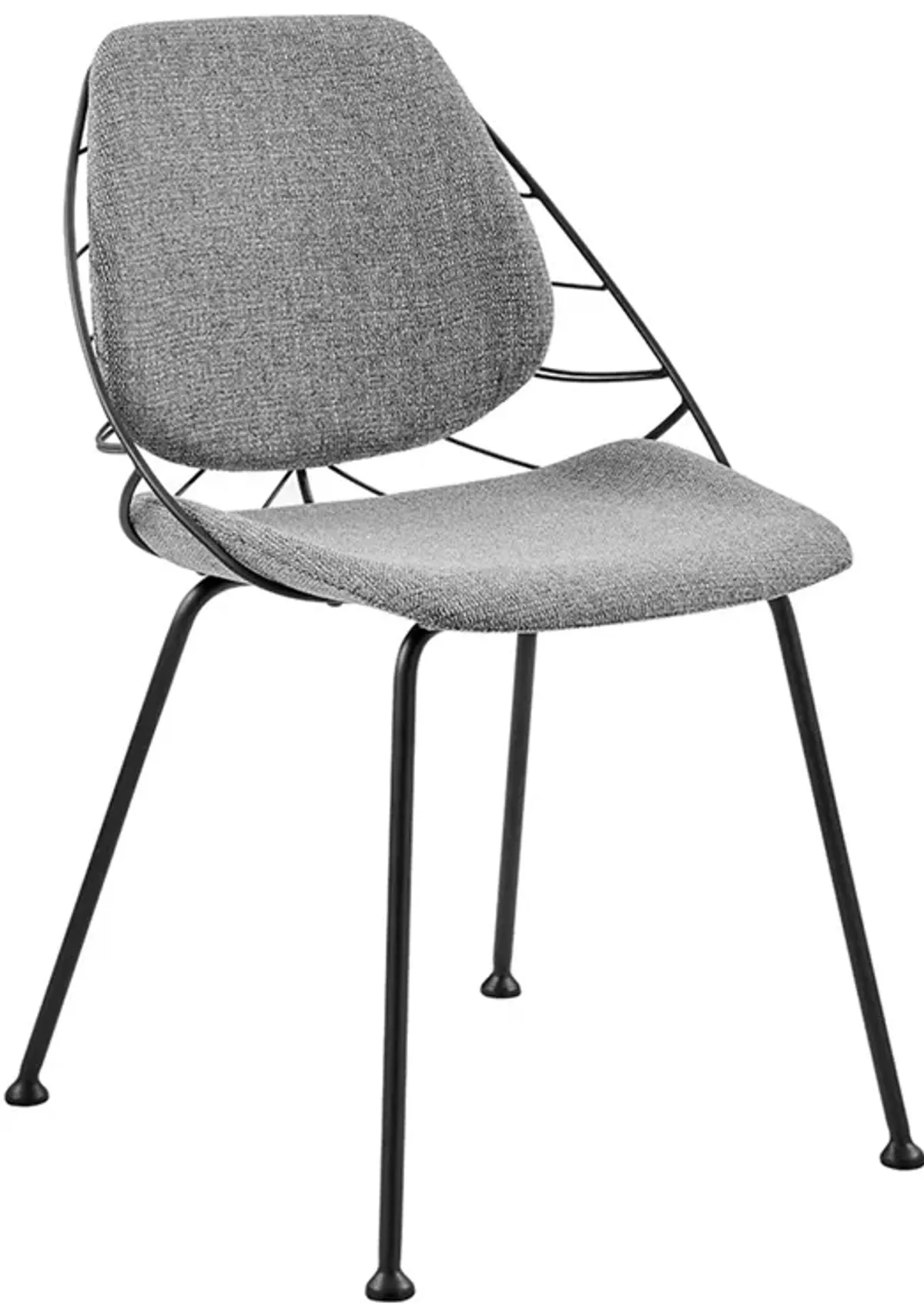 Linnea Side Chair in Light Gray Fabric with Matte Black Frame and Legs - Set of 2