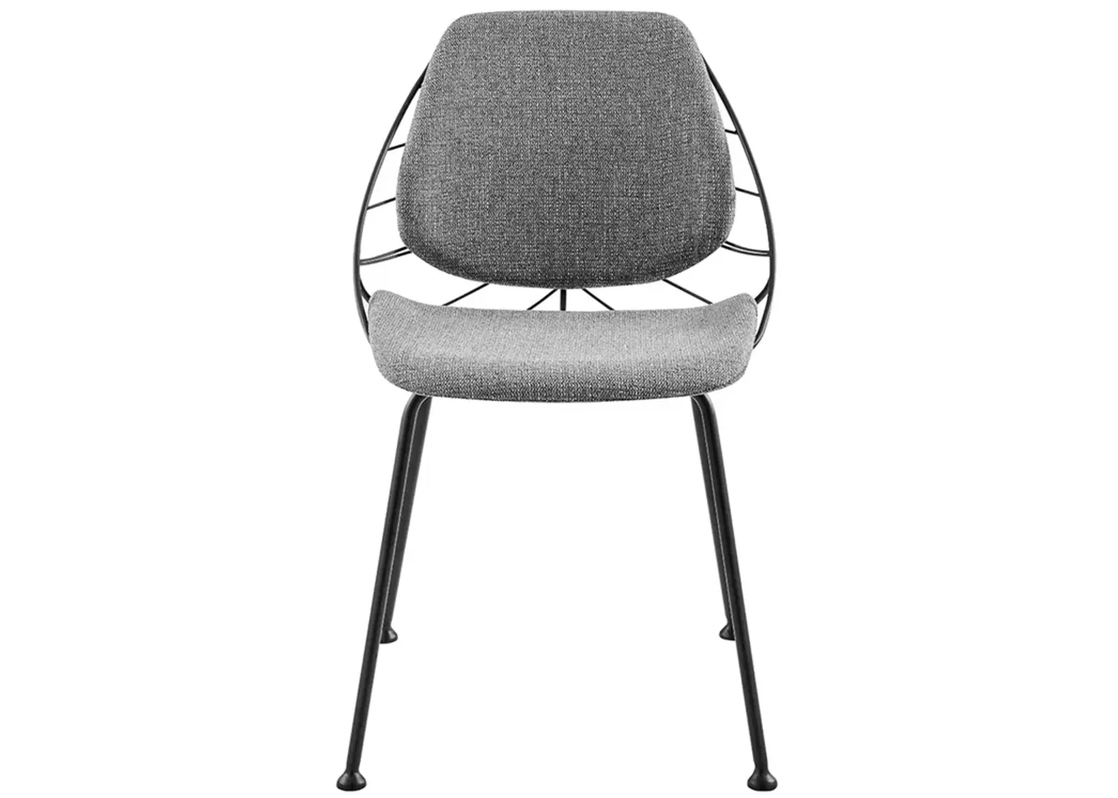 Linnea Side Chair in Light Gray Fabric with Matte Black Frame and Legs - Set of 2