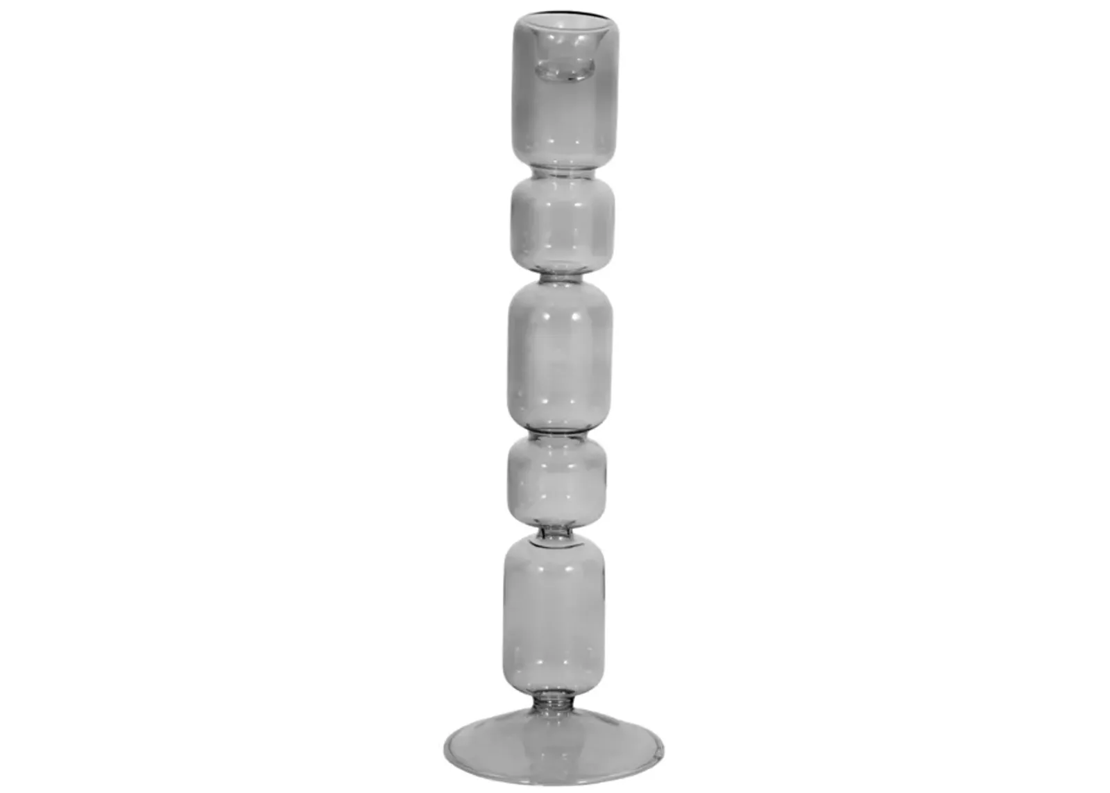 12" Mixed Bubble Taper Candleholder, Smoke