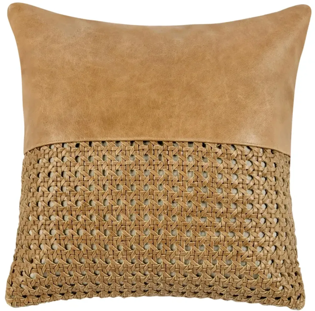 Toscano 18" Genuine Leather Throw Pilow, Chestnut Brown