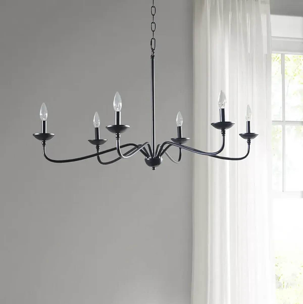 Hampton Hill Brighton Matte Black 6-Light Farmhouse Metal Chandelier