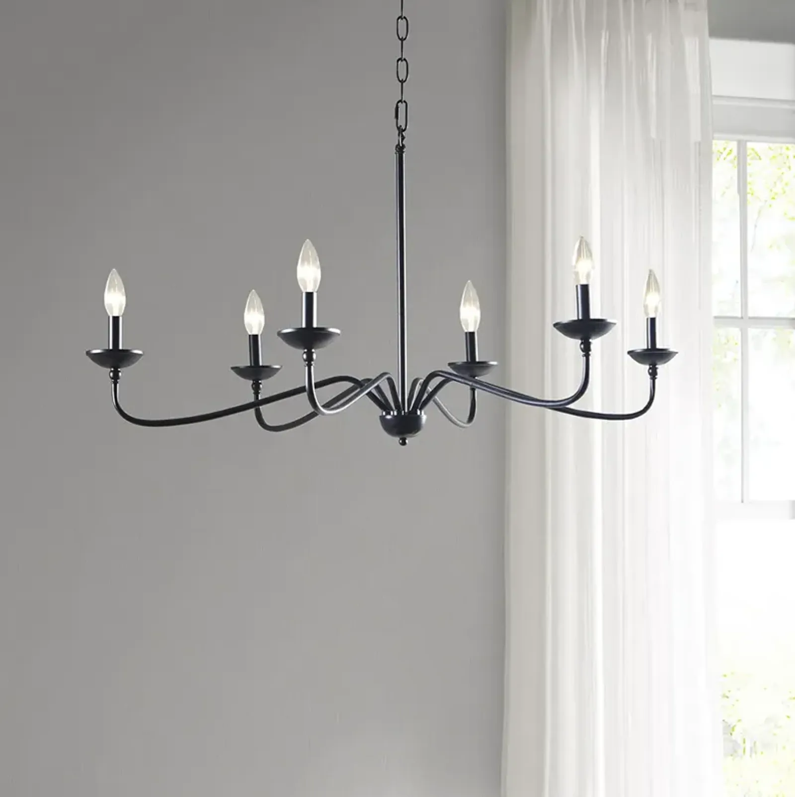 Hampton Hill Brighton Matte Black 6-Light Farmhouse Metal Chandelier