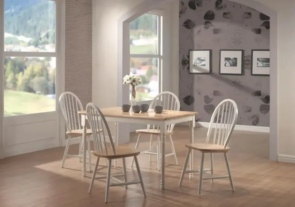 Taffee 5-piece Rectangular Dining Table Natural Brown and White