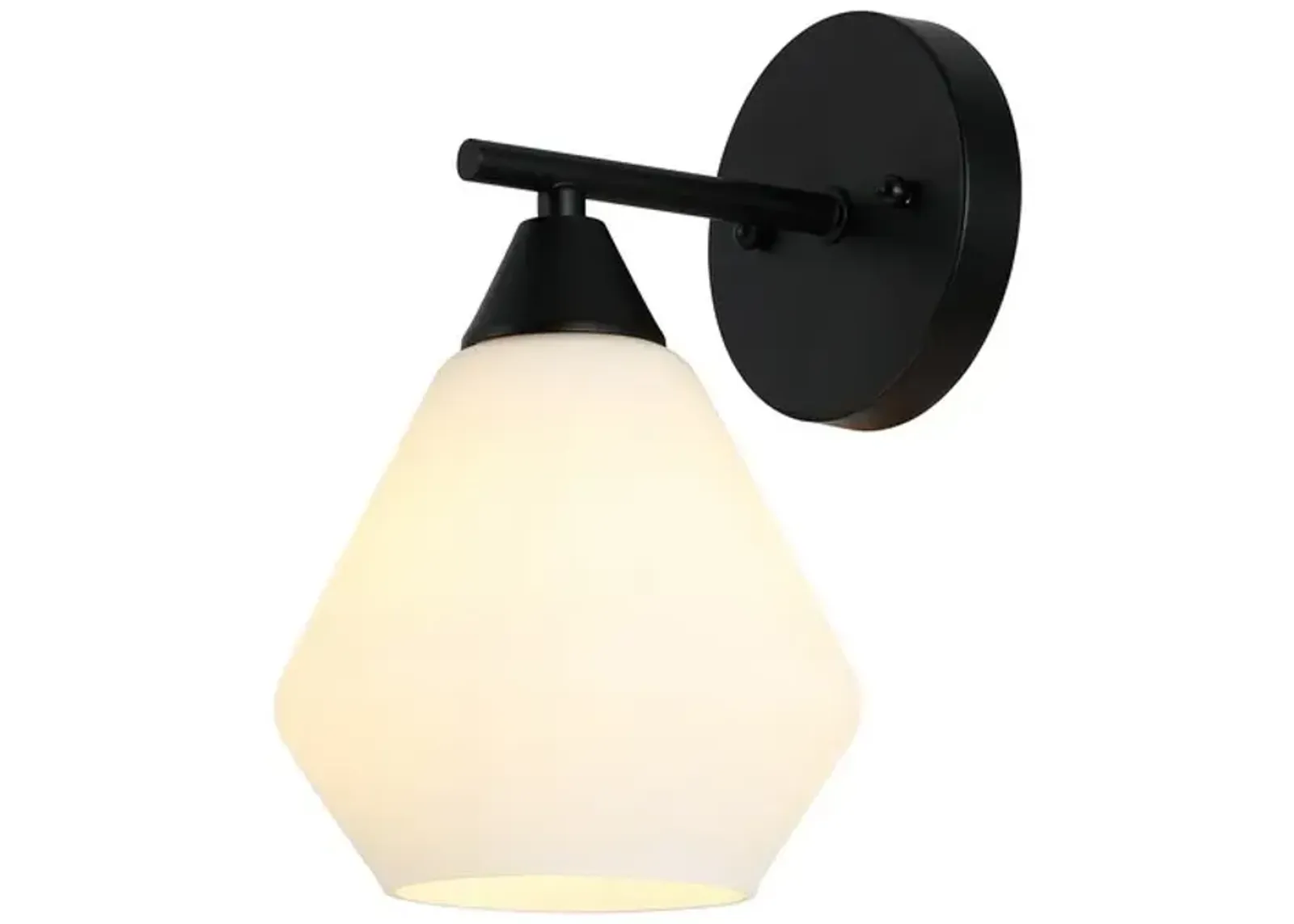 LYONA, 8.5 INCH, BLACK/WHITE, IRON/GLASS WALL SCONCE SET OF 2 