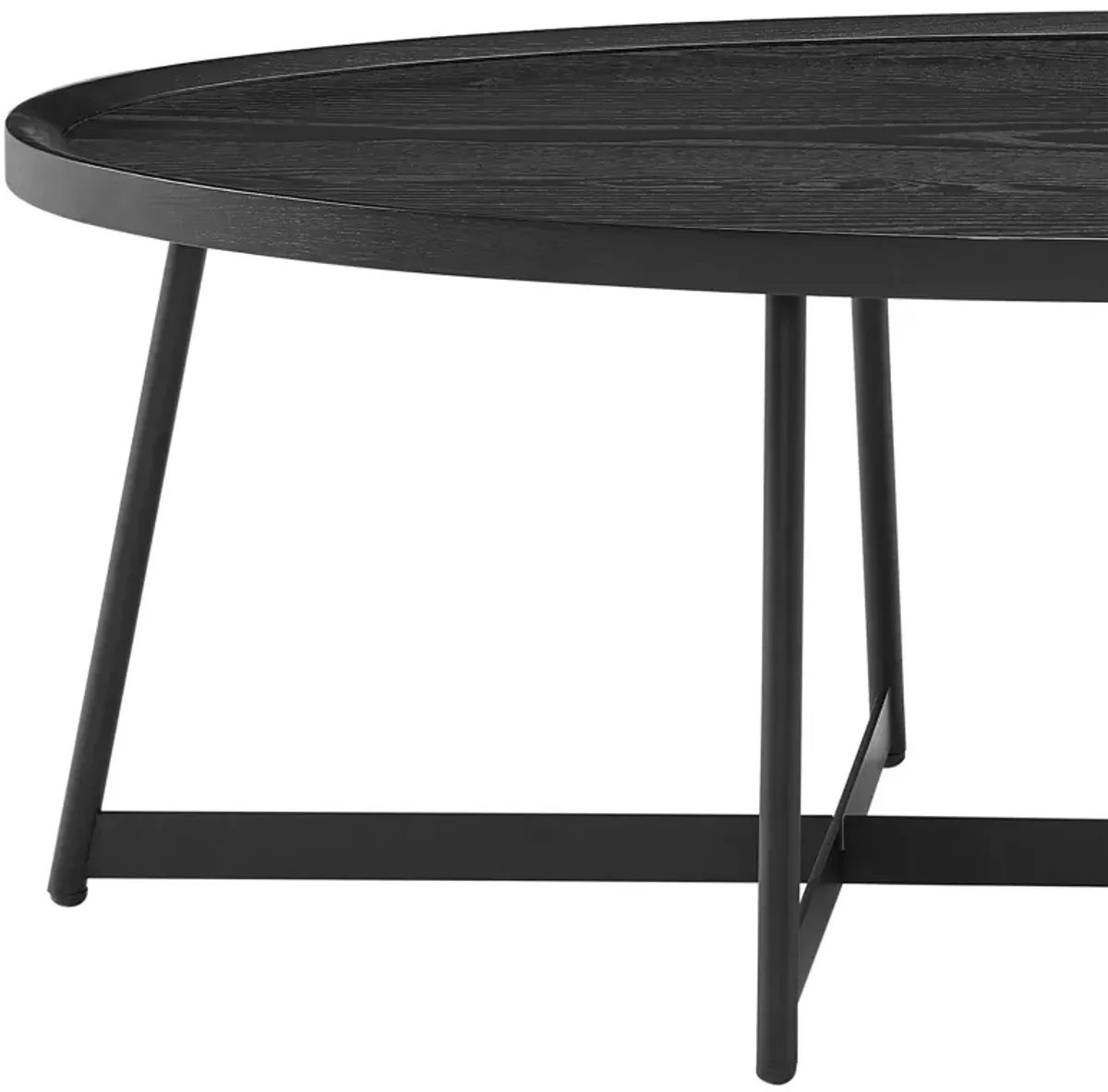 Niklaus 47" Oval Coffee Table in Black Ash Wood and Black Base