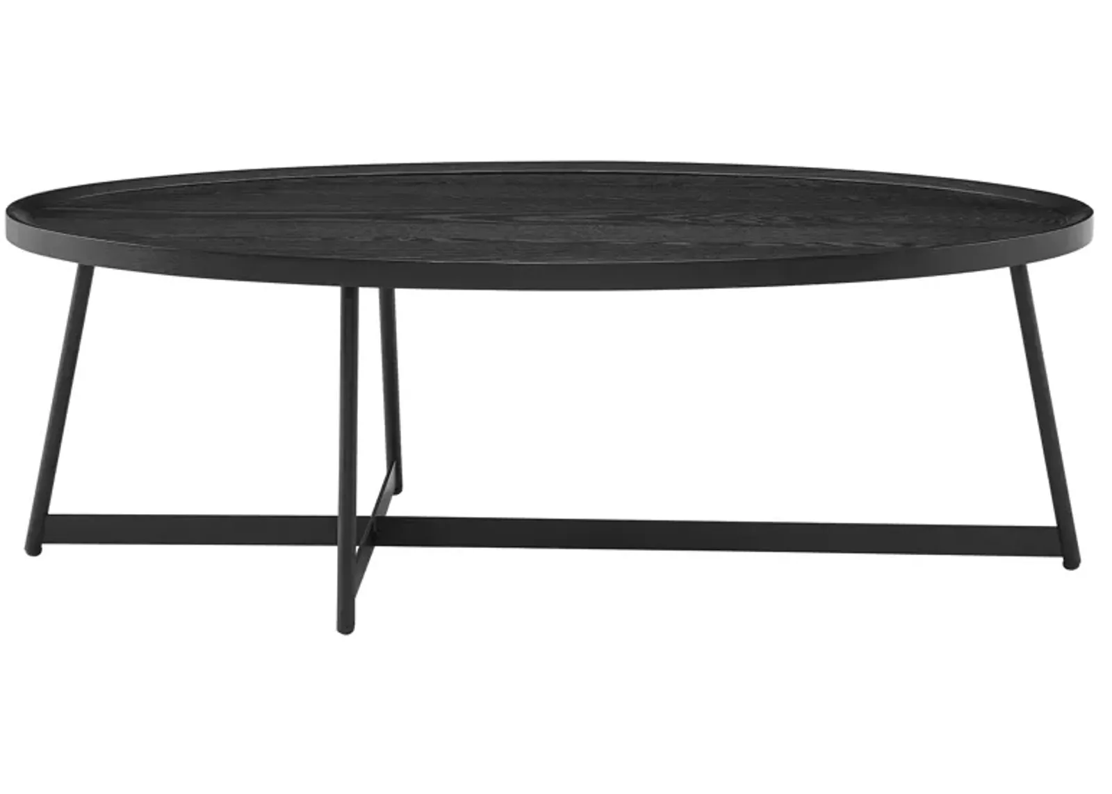 Niklaus 47" Oval Coffee Table in Black Ash Wood and Black Base