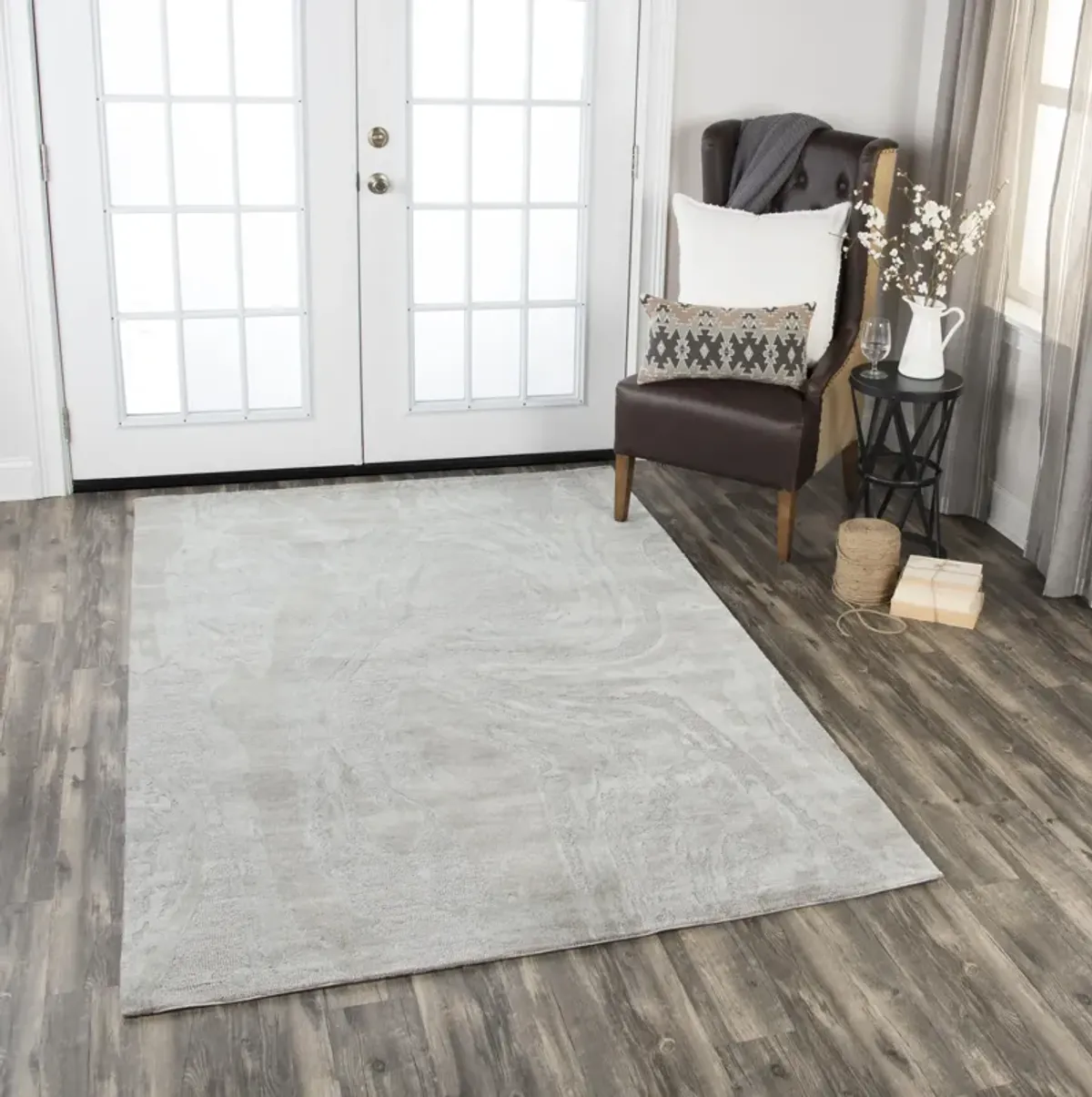 Fifth Avenue Gray Abstract Wool 5' x 8' Rectangle Rug