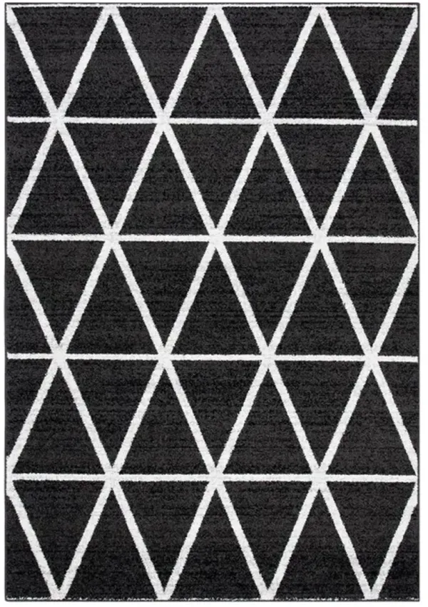 ADIRONDACK Contemporary Black / Ivory 5'-1" X 7'-6" Powerloomed Rug