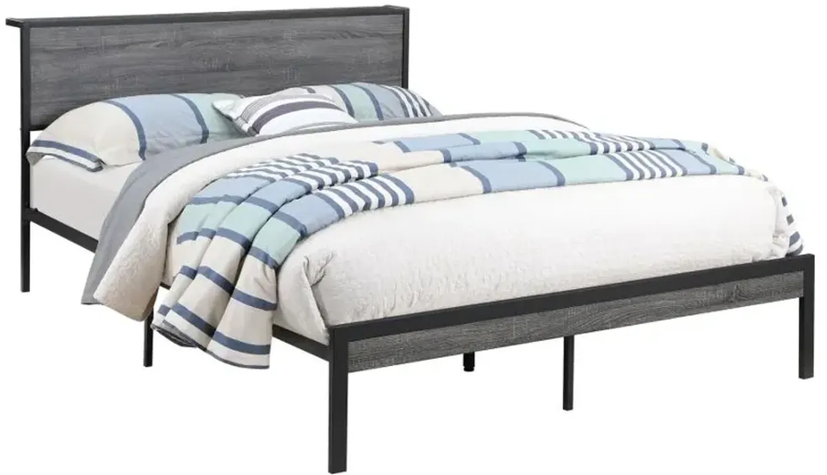 Ricky Queen Platform Bed Grey and Black