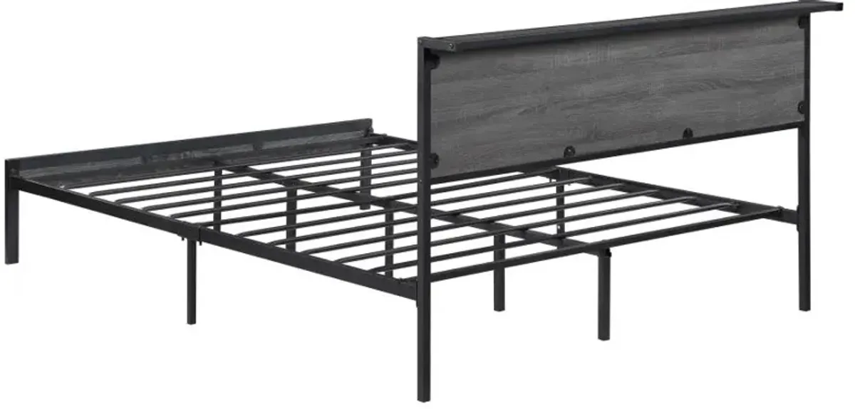 Ricky Queen Platform Bed Grey and Black