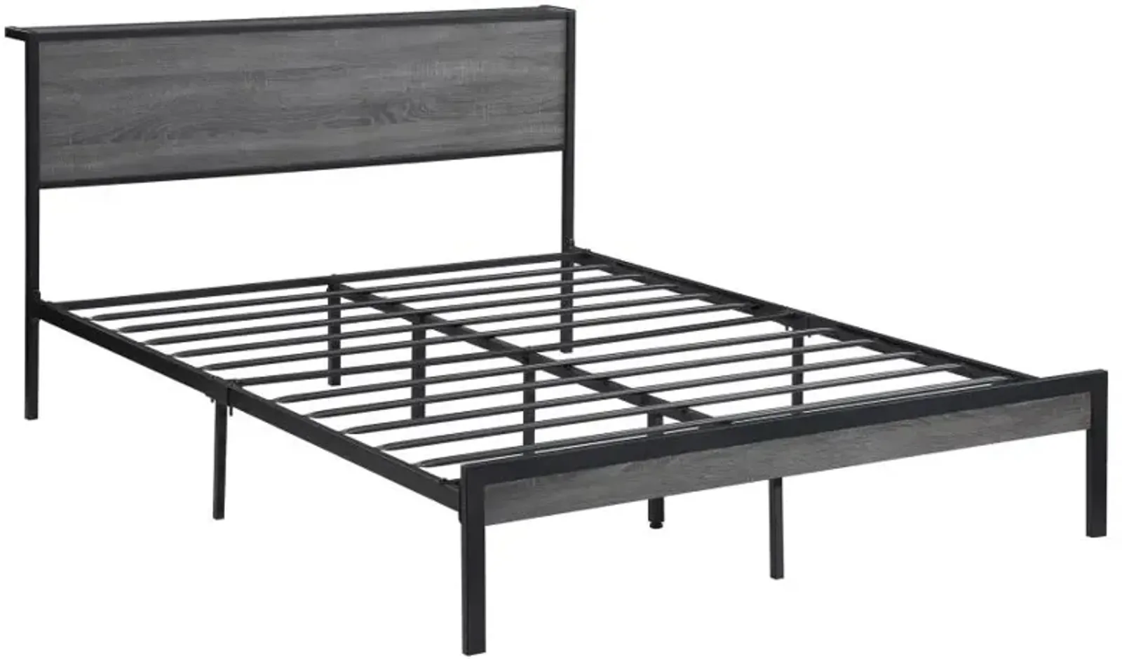 Ricky Queen Platform Bed Grey and Black