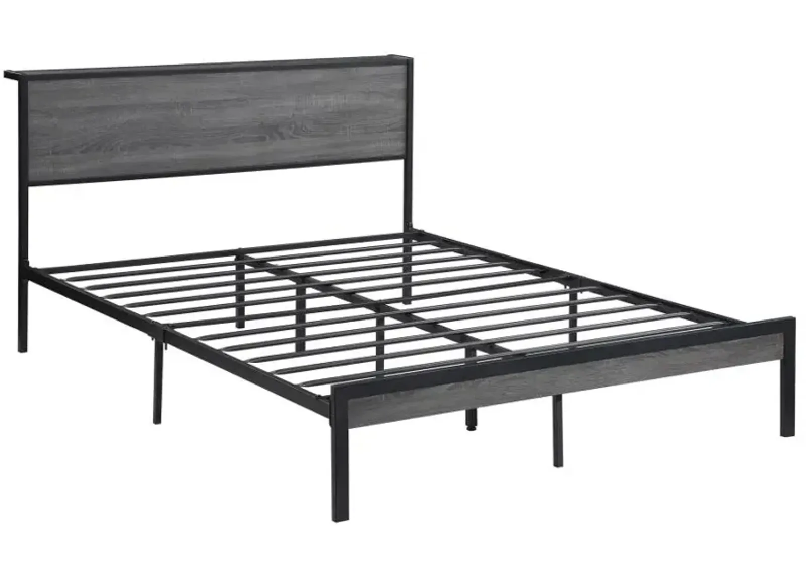 Ricky Queen Platform Bed Grey and Black