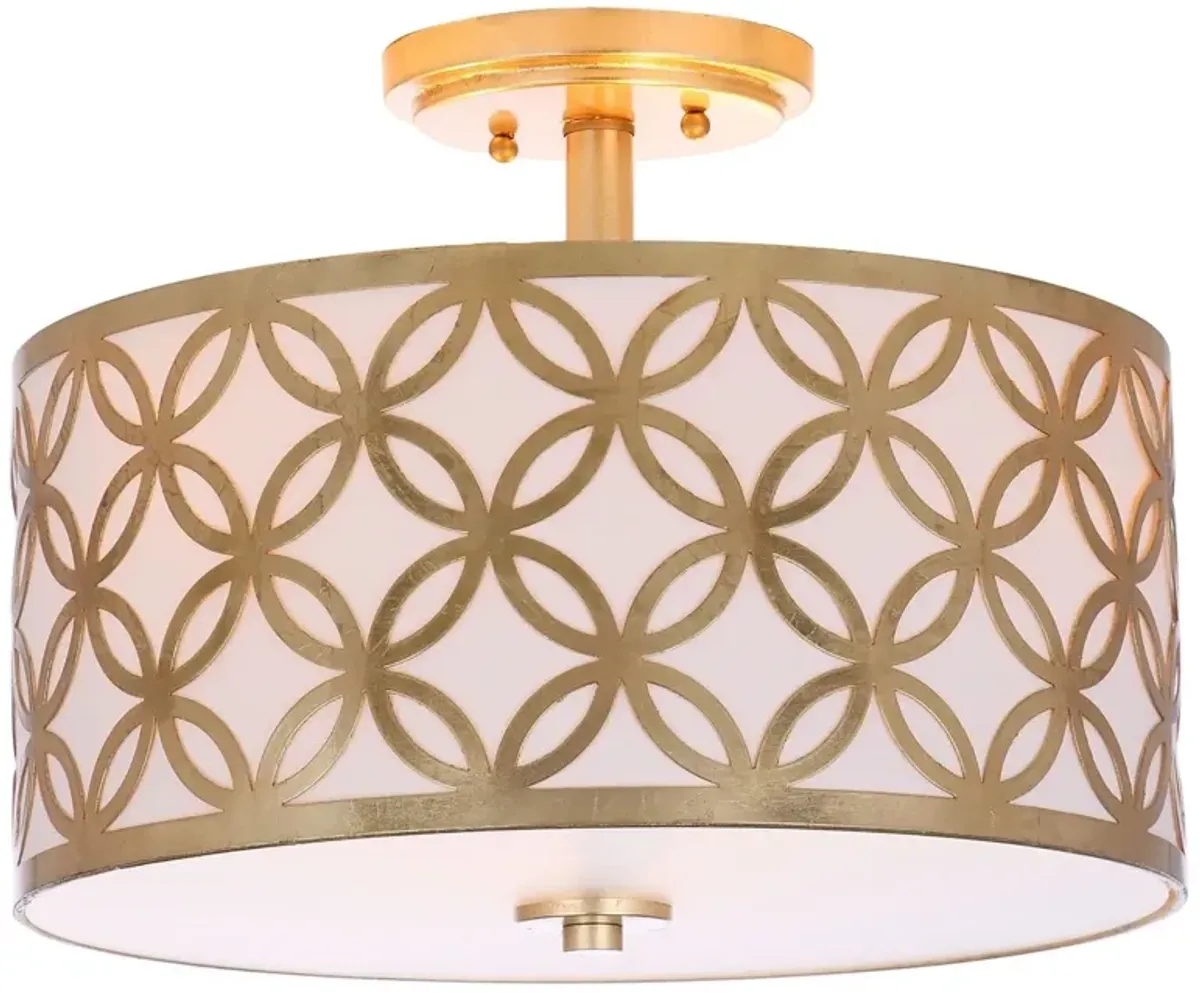 Cecily Leaf Trellis 3 Light 15-Inch Dia Gold Flush Mount