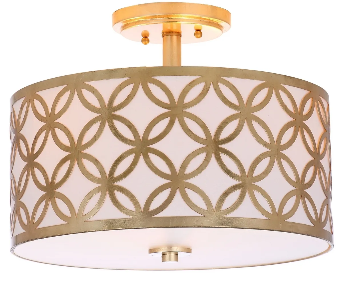 Cecily Leaf Trellis 3 Light 15-Inch Dia Gold Flush Mount