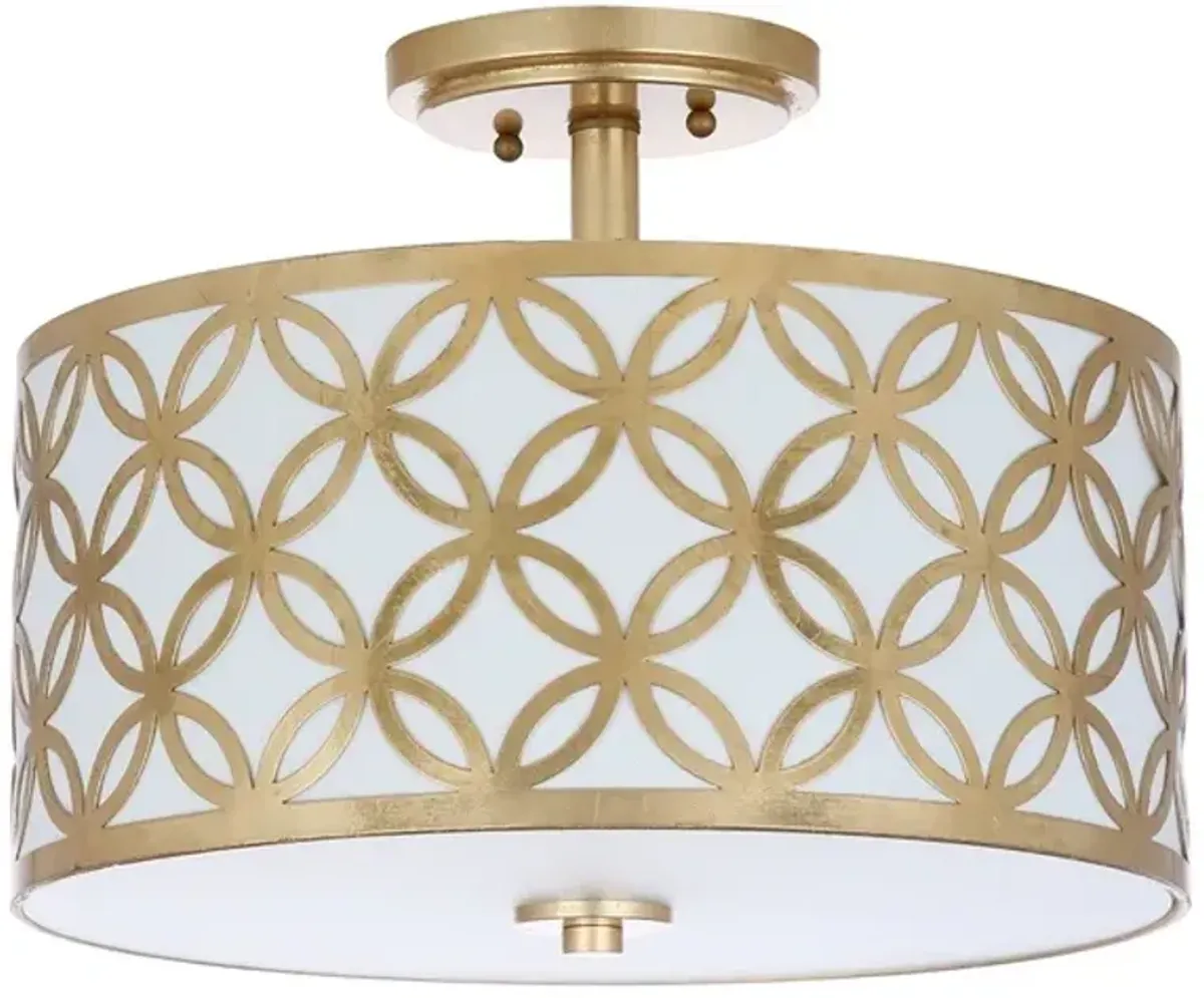 Cecily Leaf Trellis 3 Light 15-Inch Dia Gold Flush Mount