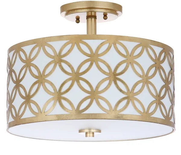 Cecily Leaf Trellis 3 Light 15-Inch Dia Gold Flush Mount