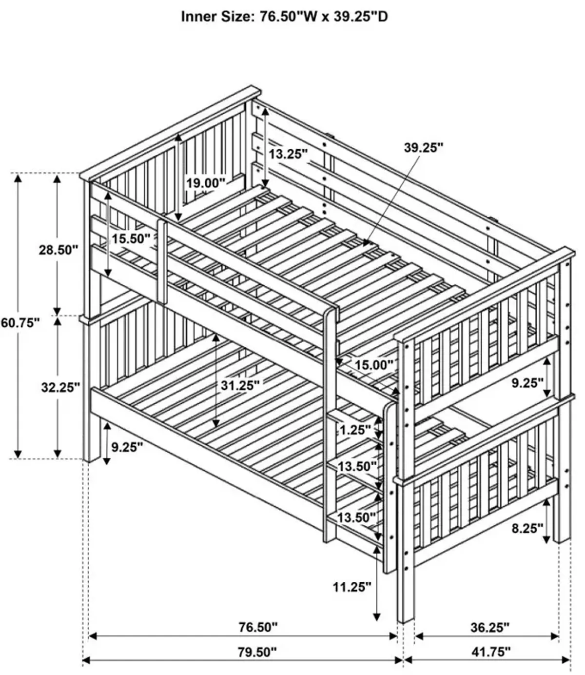 Chapman Twin Over Twin Bunk Bed White