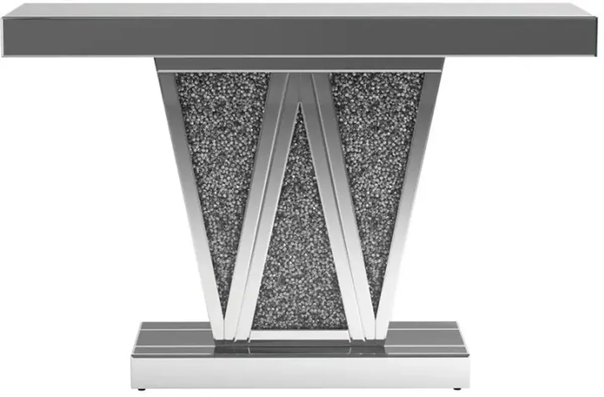 Crocus Rectangular Console Table Silver