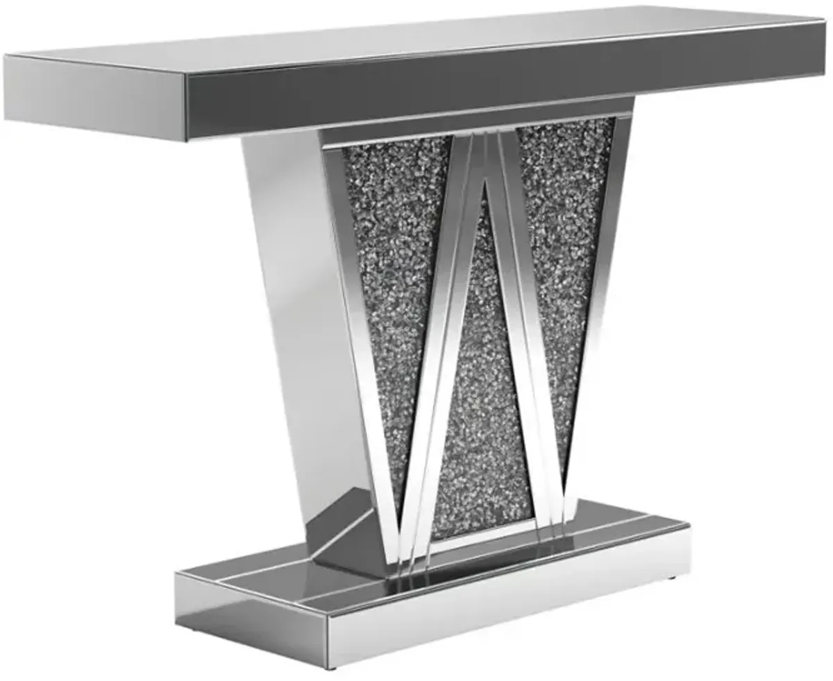 Crocus Rectangular Console Table Silver