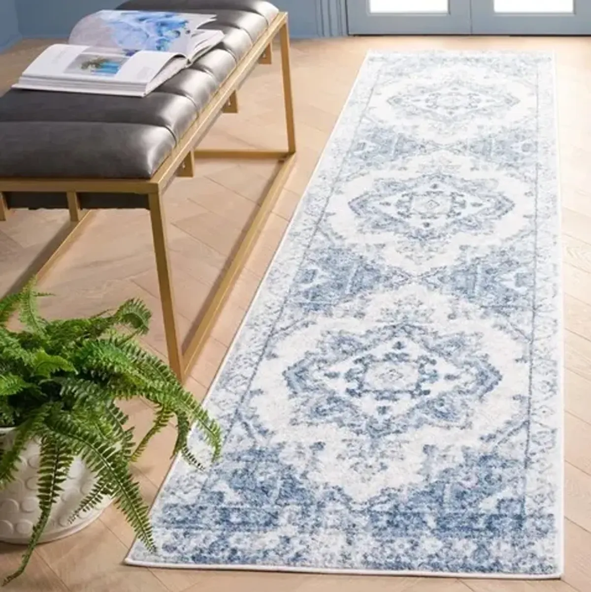 LAYLA 100 Blue  2'-2' X 9' Runner Rug