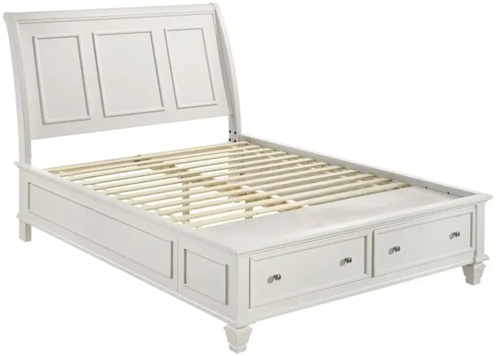 Sandy Beach Queen Storage Sleigh Bed Cream White