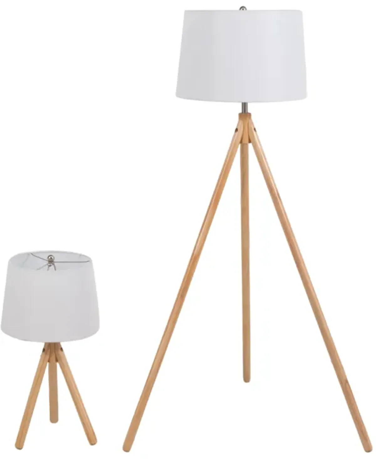 S/2 59/26" Wood Tripod Table&floor Lamps,natural