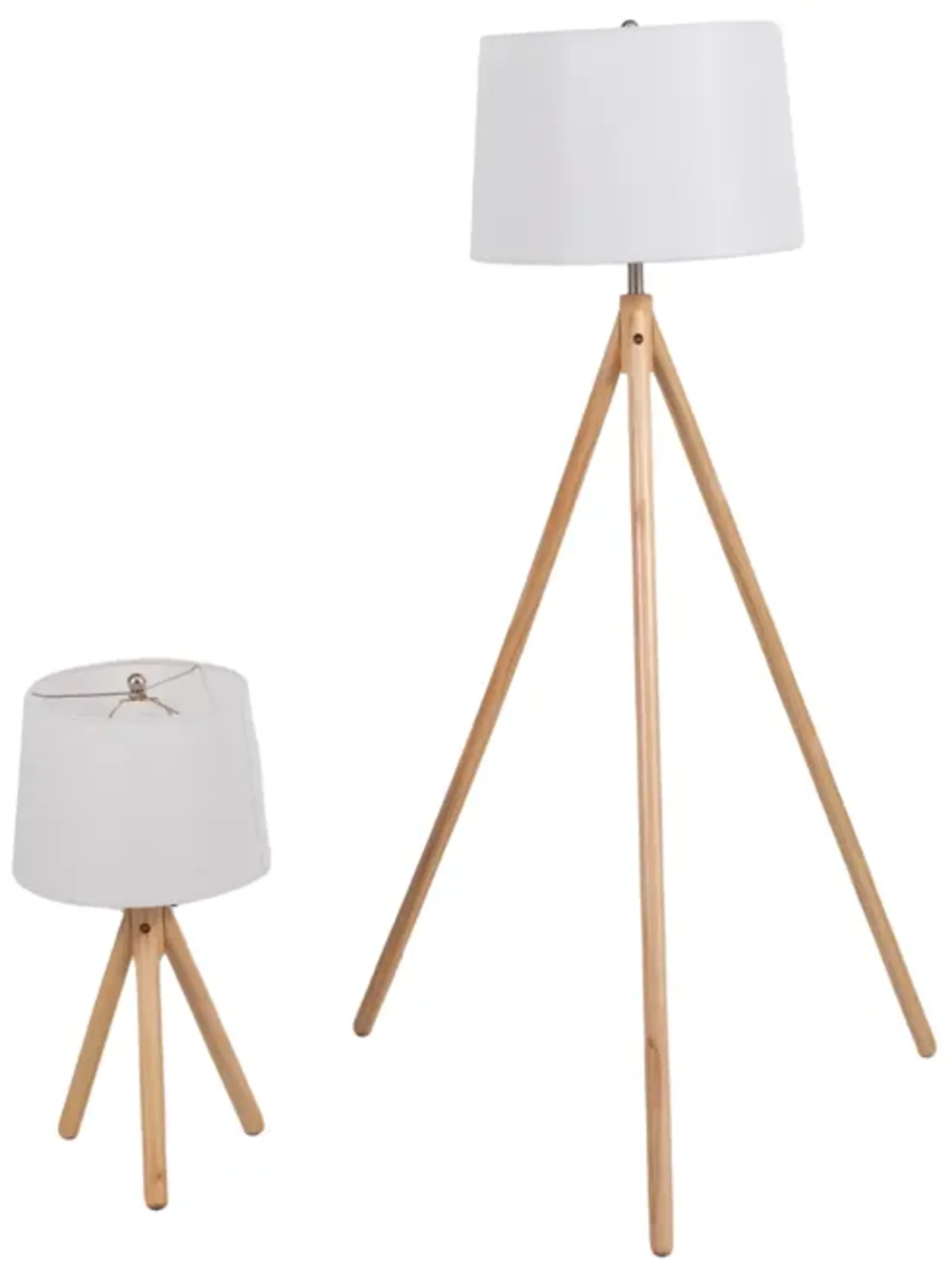 S/2 59/26" Wood Tripod Table&floor Lamps,natural