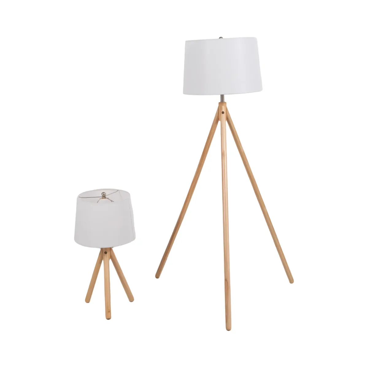 S/2 59/26" Wood Tripod Table&floor Lamps,natural