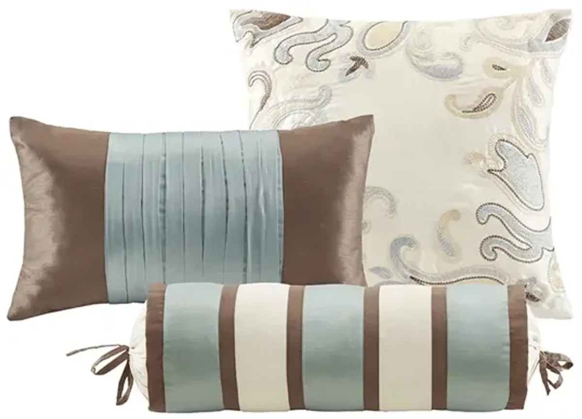 Madison Park Aubrey Blue/Brown 6 Piece Duvet Cover Set