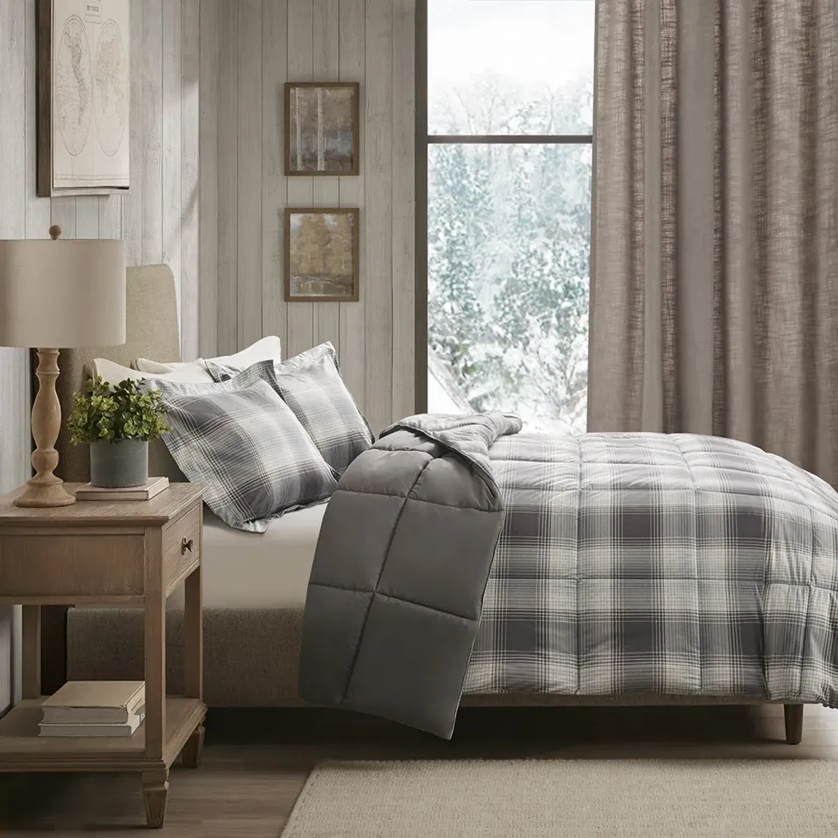 Woolrich Woodsman Grey Softspun Down Alternative Comforter Mini Set