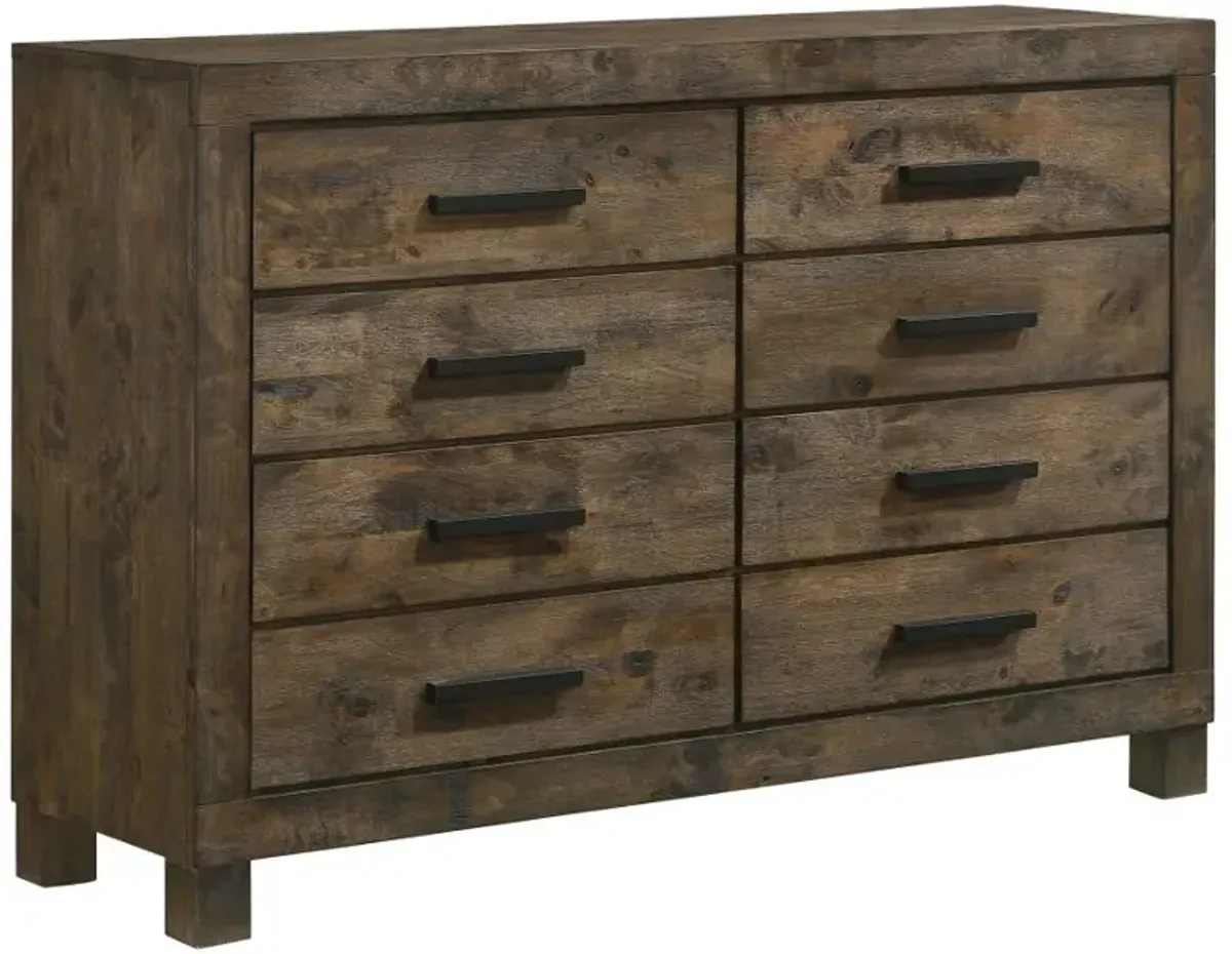 Aaron 8-Drawer Dresser Rustic Golden Brown