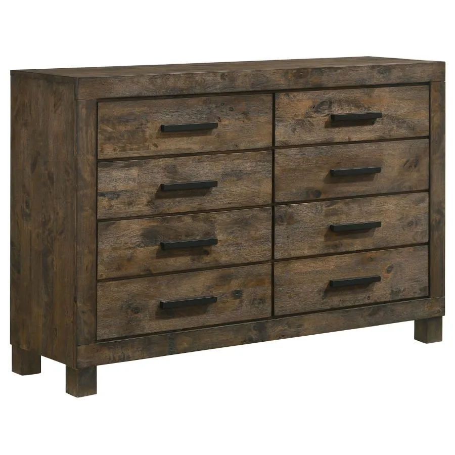 Aaron 8-Drawer Dresser Rustic Golden Brown