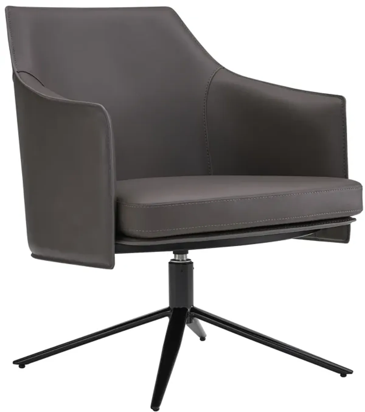 Signa Lounge Chair in Dark Gray Leatherette and Regenerated Leather with Black Steel Base