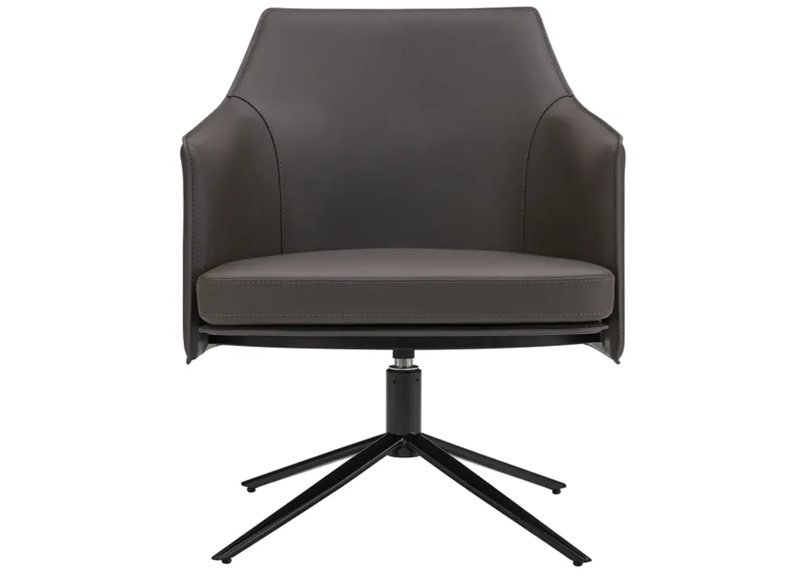 Signa Lounge Chair in Dark Gray Leatherette and Regenerated Leather with Black Steel Base