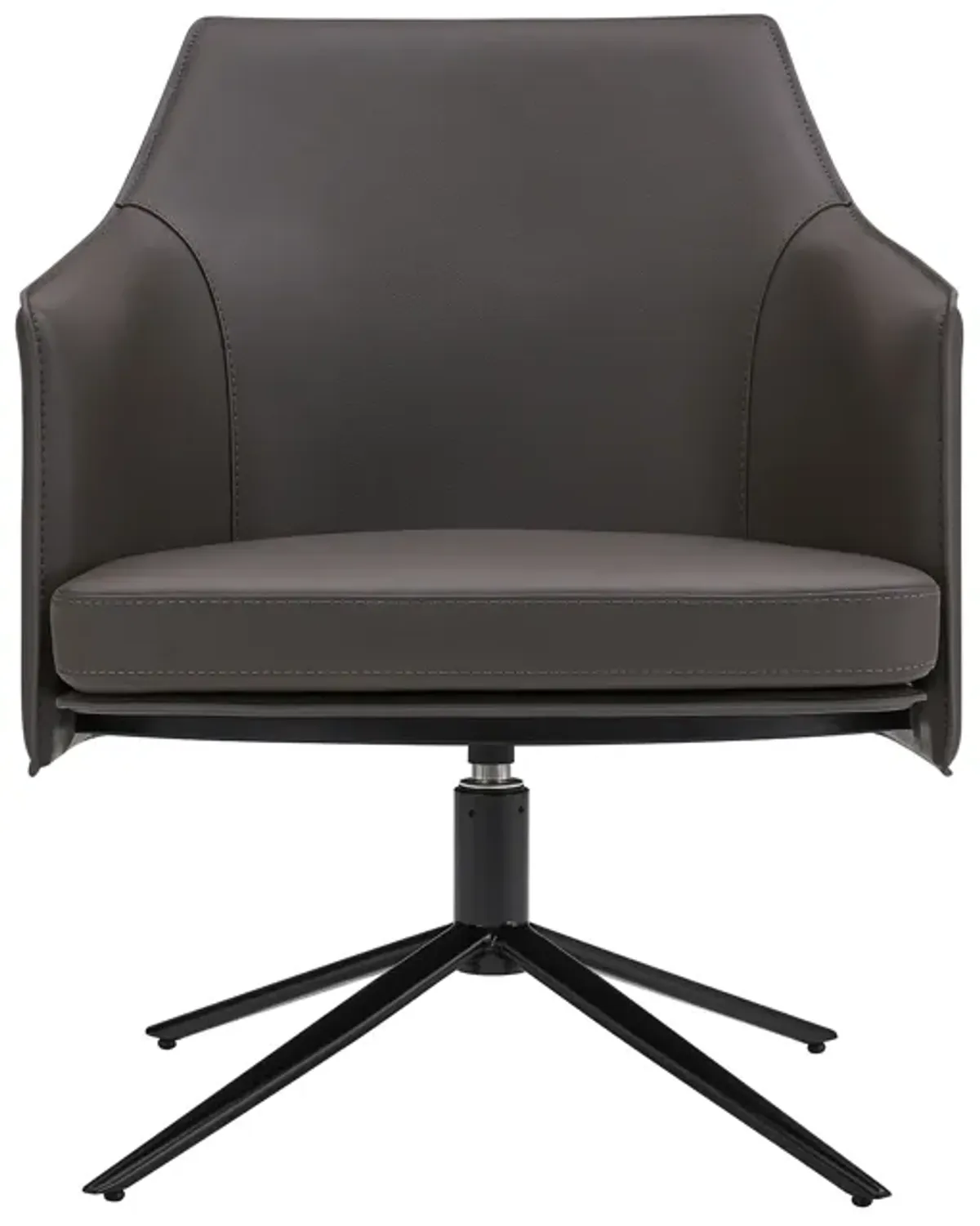 Signa Lounge Chair in Dark Gray Leatherette and Regenerated Leather with Black Steel Base