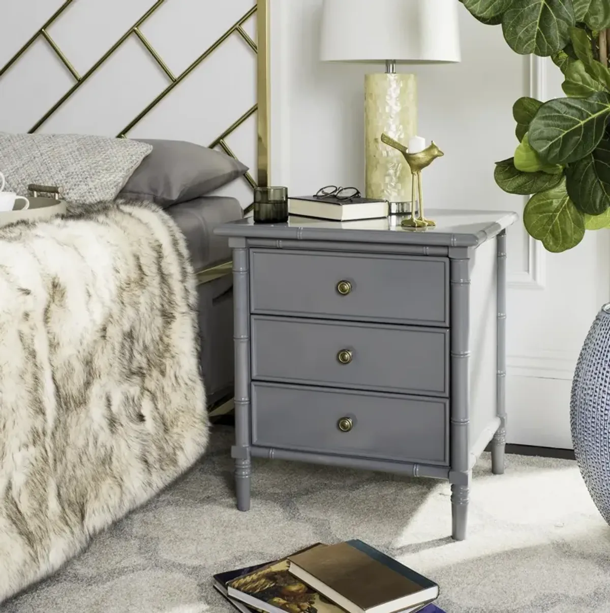 Mina Modern Coastal 3 Drawer Nightstand