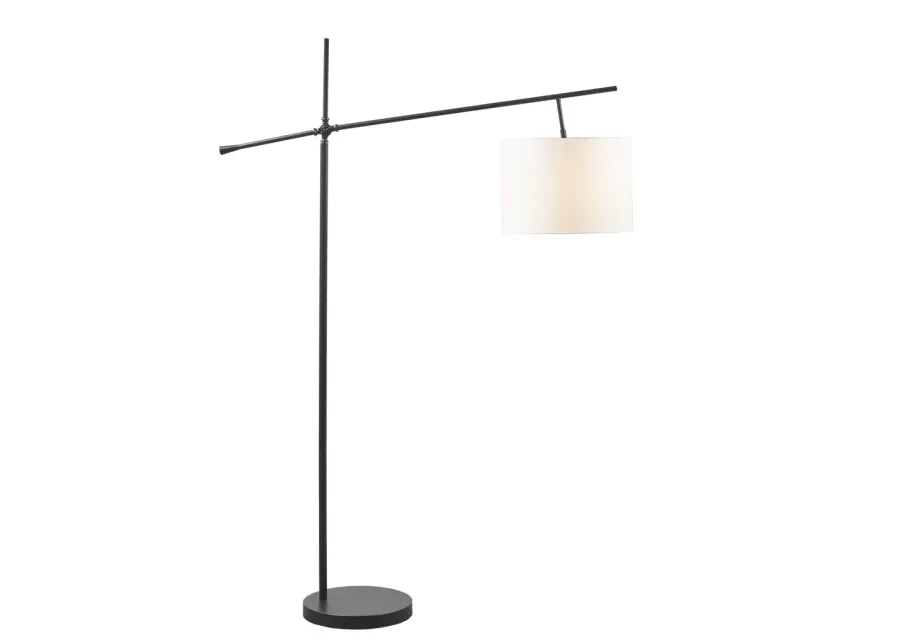 INK+IVY Keller Oil Rubbed Bronze/Cream Adjustable Arched Floor Lamp with Drum Shade