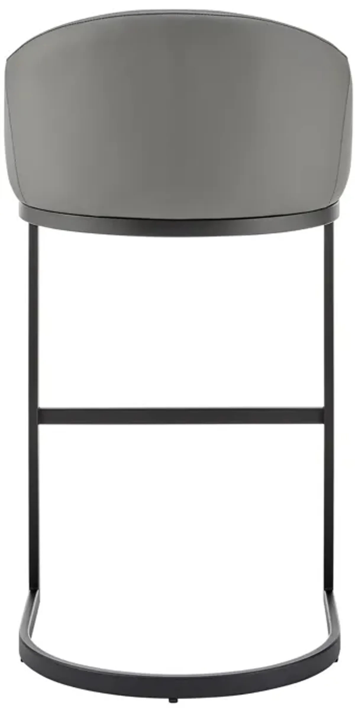 Atherik Counter Stool in Black Metal with Gray Faux Leather