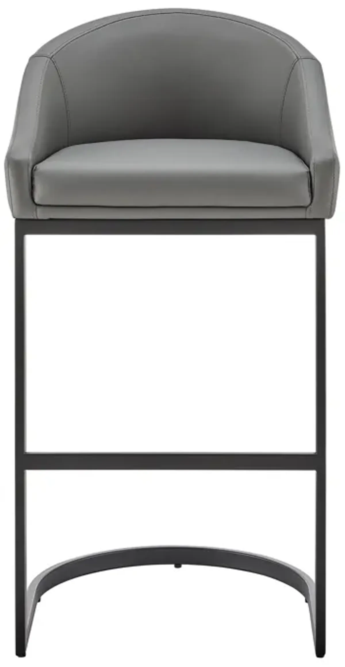 Atherik Counter Stool in Black Metal with Gray Faux Leather