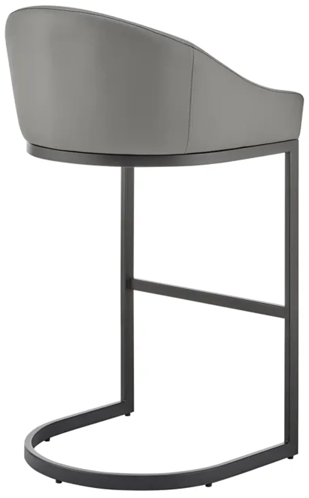 Atherik Counter Stool in Black Metal with Gray Faux Leather