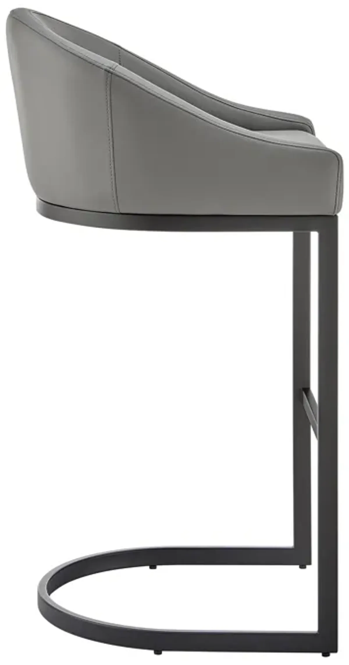 Atherik Counter Stool in Black Metal with Gray Faux Leather