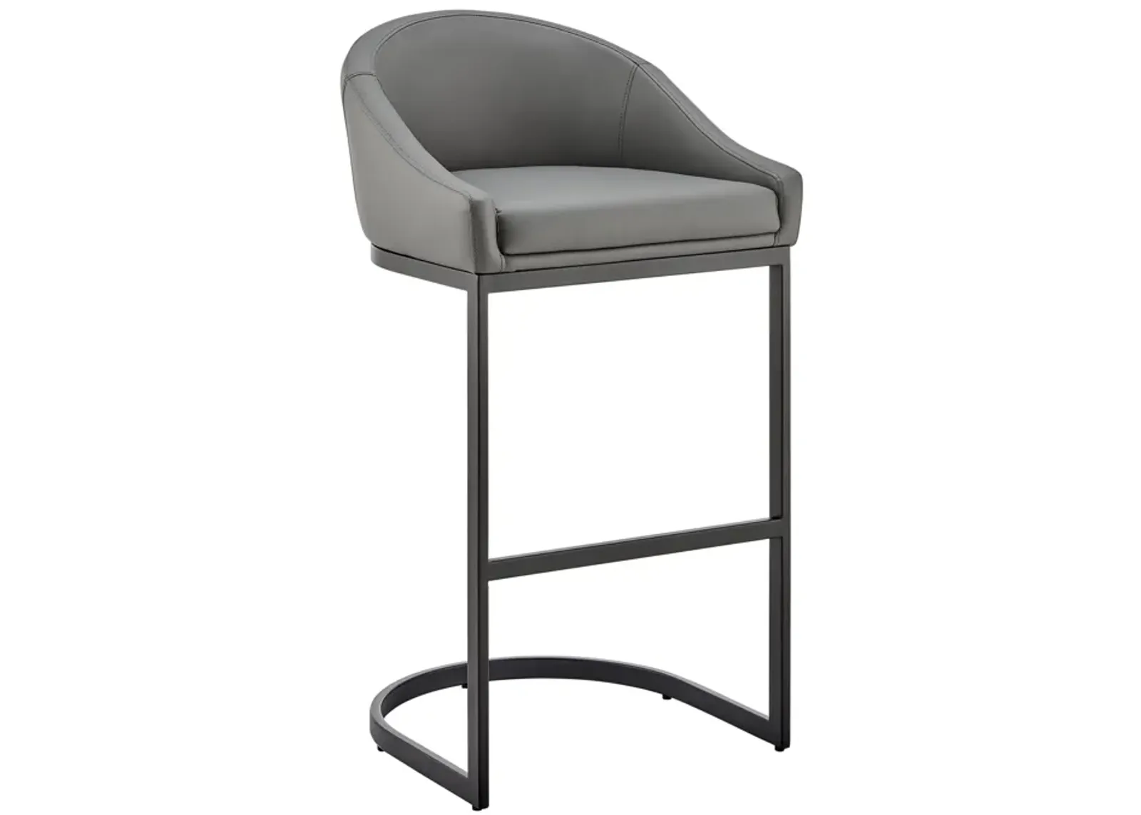 Atherik Counter Stool in Black Metal with Gray Faux Leather