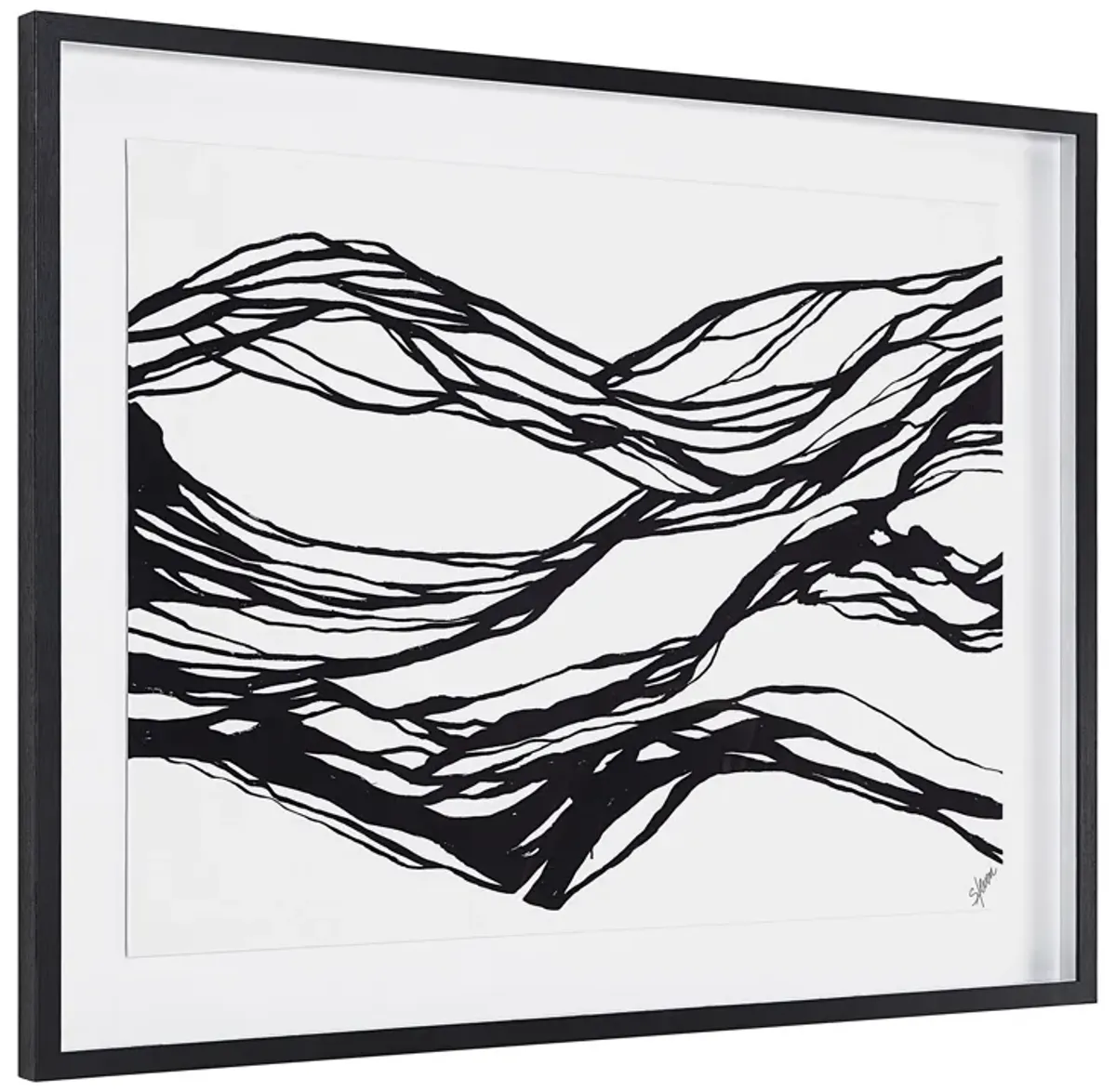 Mica 45" Wide Wall Art With Wood Frame, Painted Black